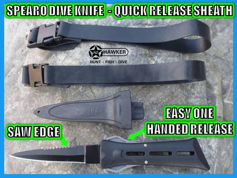 SPEARO DIVE KNIFE WITH SHEATH & STRAPS!!! QUICK RELEASE!!! 08