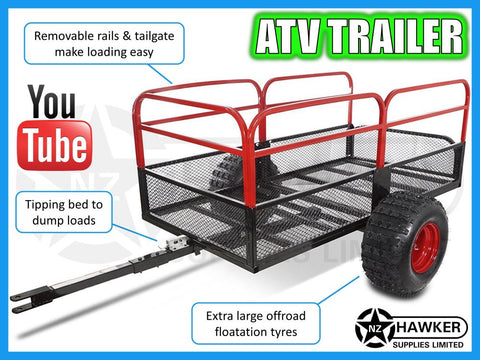 ATV / QUAD BIKE OFFROAD TRAILER - TIPPING & SWIVELLING STEEL MESH BED #01