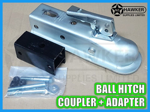TOW BAR BALL HITCH COUPLER + ADAPTER for ATV TRAILERS #01