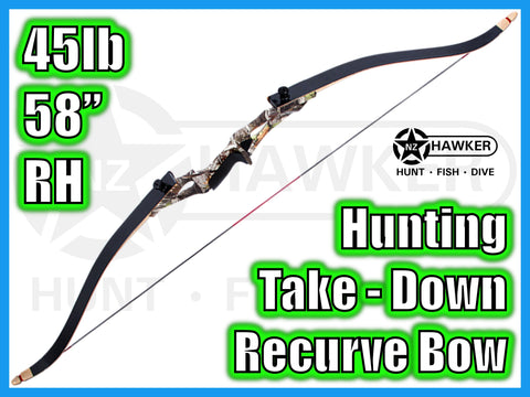 HUNTING TAKE DOWN RECURVE BOW 58" 45lb RH - DOC LEGAL #49