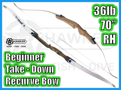 BEGINNER TAKE DOWN RECURVE BOW 36LB 70" RH  #35