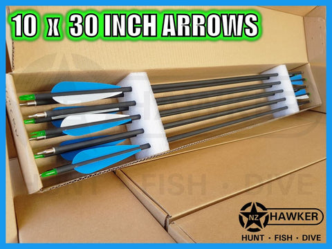 10 pack of 30" CARBON BOW ARROWS - BULK BUY!!!