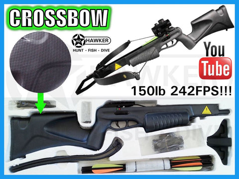 150LB CROSSBOW KIT 242FPS + R/G DOT SIGHT - CARBON!