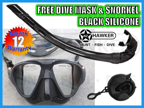 DIVE MASK & SNORKEL SET BLACK SILICONE - NEW #04