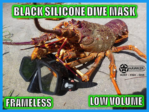 DIVE MASK BLACK SILICONE FRAMELESS LOW VOLUME! #02