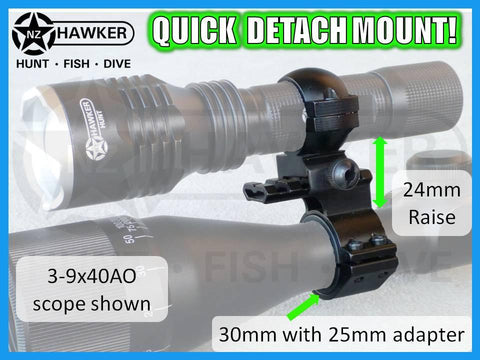 TORCH MOUNT RING RAIL 25mm/30mm QUICK DETACH LOW MOUNT 25mm!!! #13