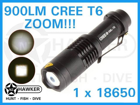 900 LUMEN CREE T6 LED ZOOM COMPACT TORCH!!! 18650